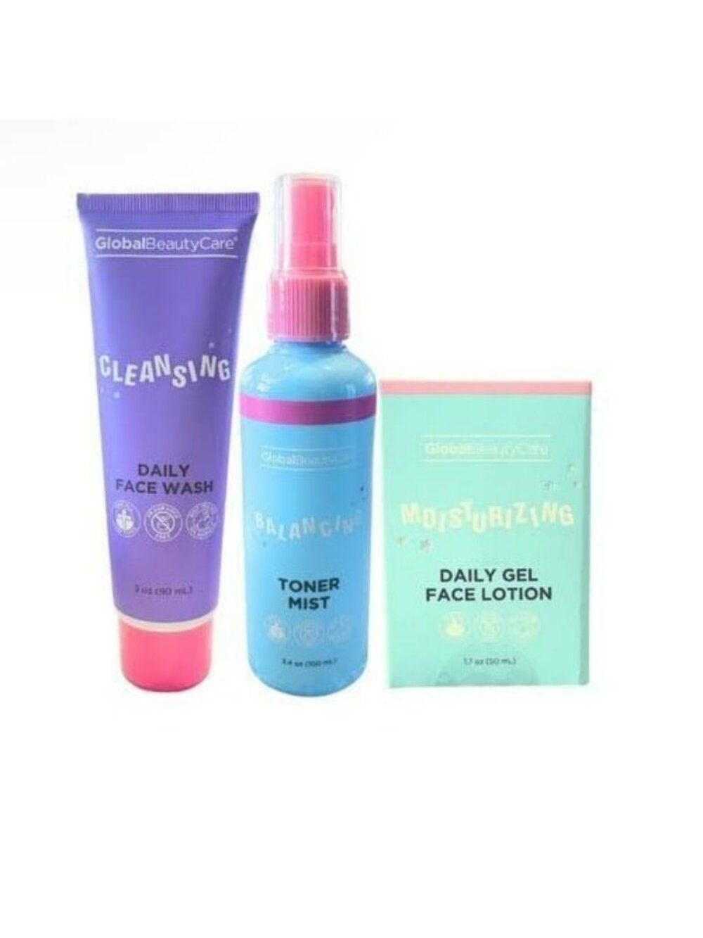 Global Beauty Care Skincare Set: Daily Face Wash Toner Mist Gel Face Lotion